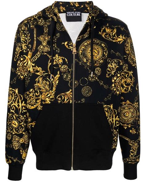 versace gold hoodie sweater|Versace zip up hoodie.